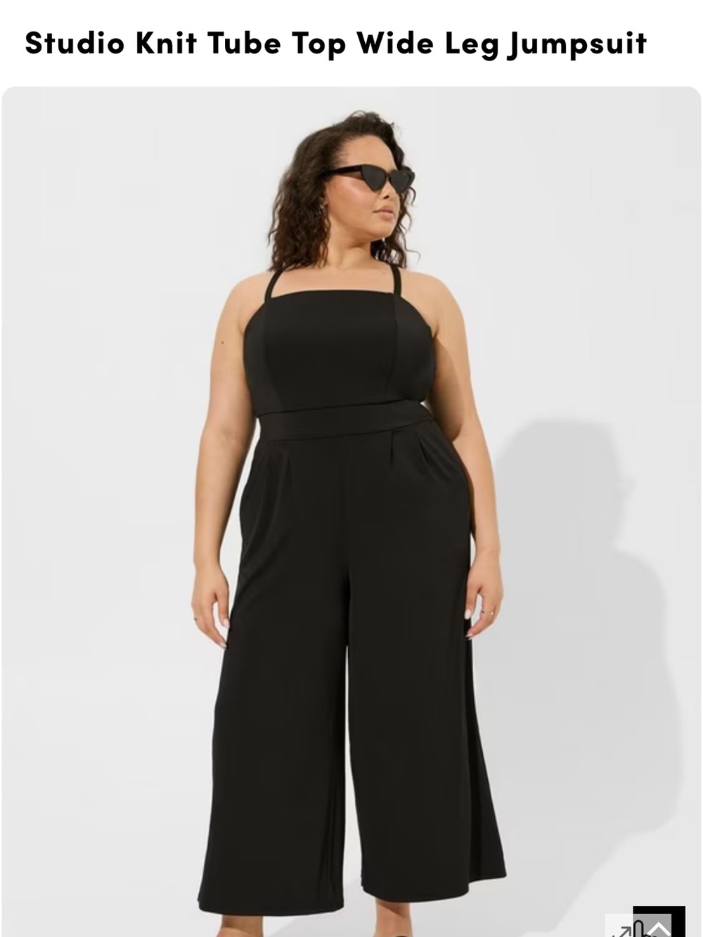 torrid Black Knit Tube Top Wide-Leg Jumpsuit with Straps